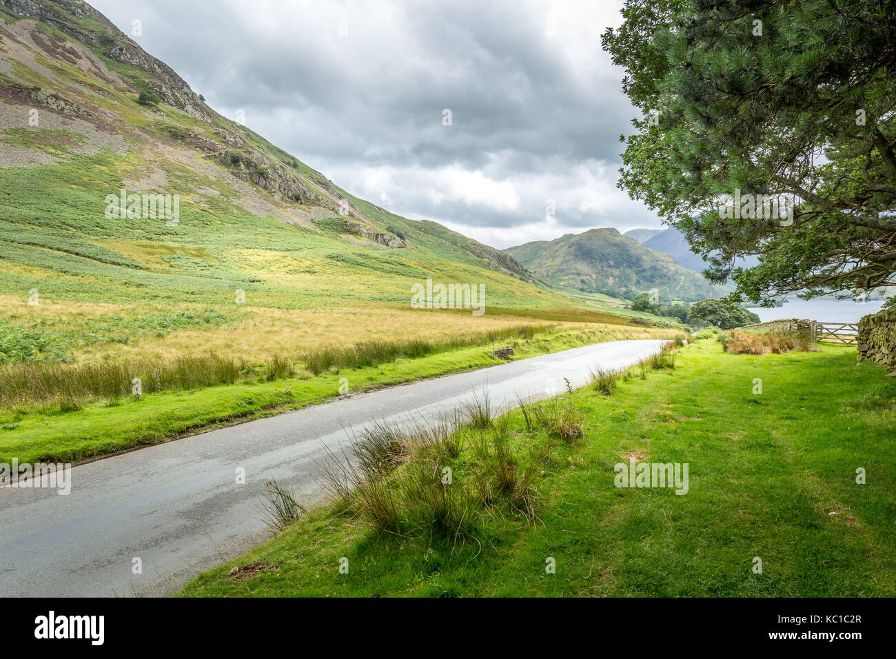 A landscape view of the area around Crummock Water, one of the lakes in the Lake District, Cumbria, United Kingdom. Stock Photo