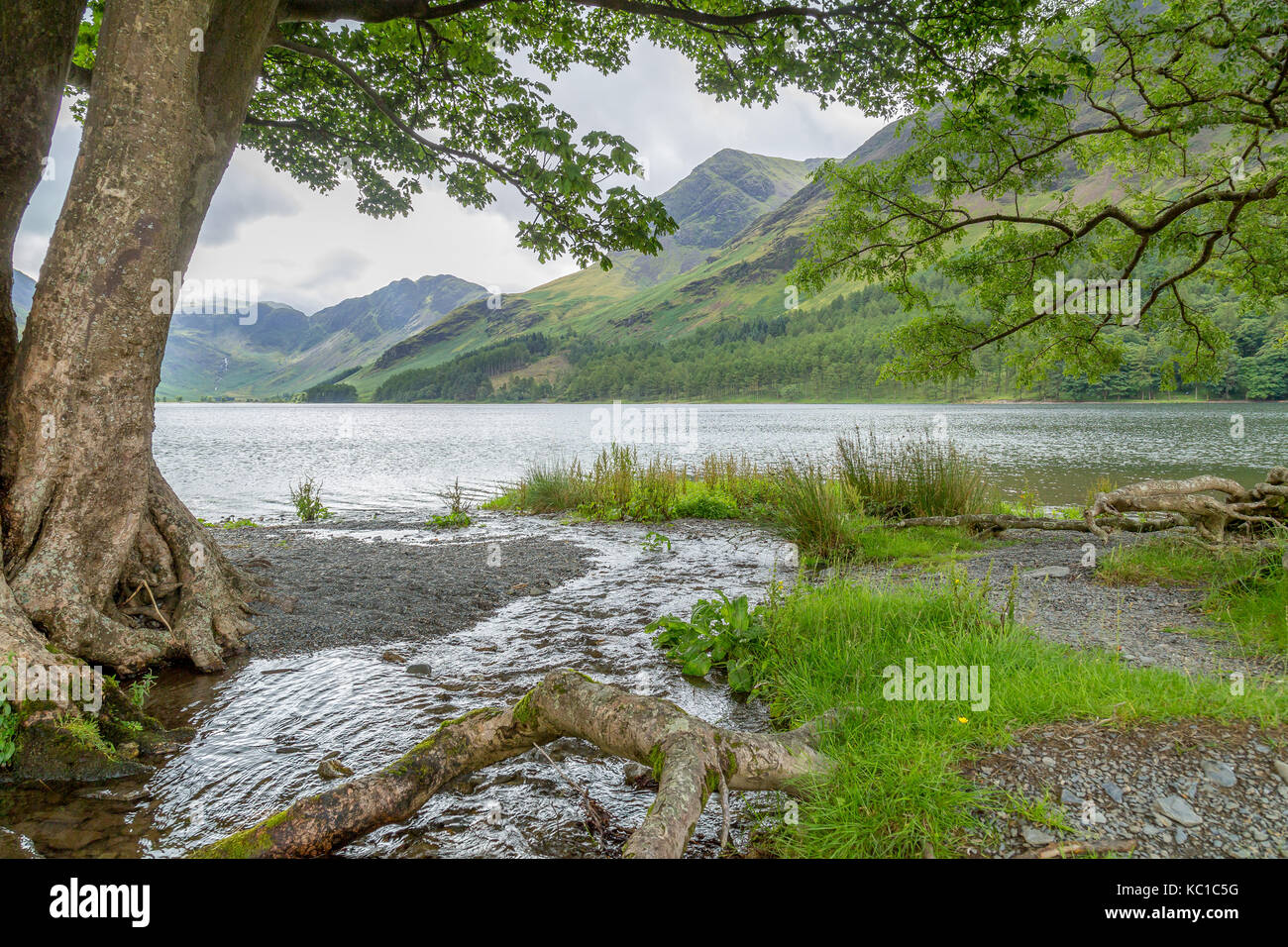 A landscape view of Buttermere, one of the lakes in the Lake District ...