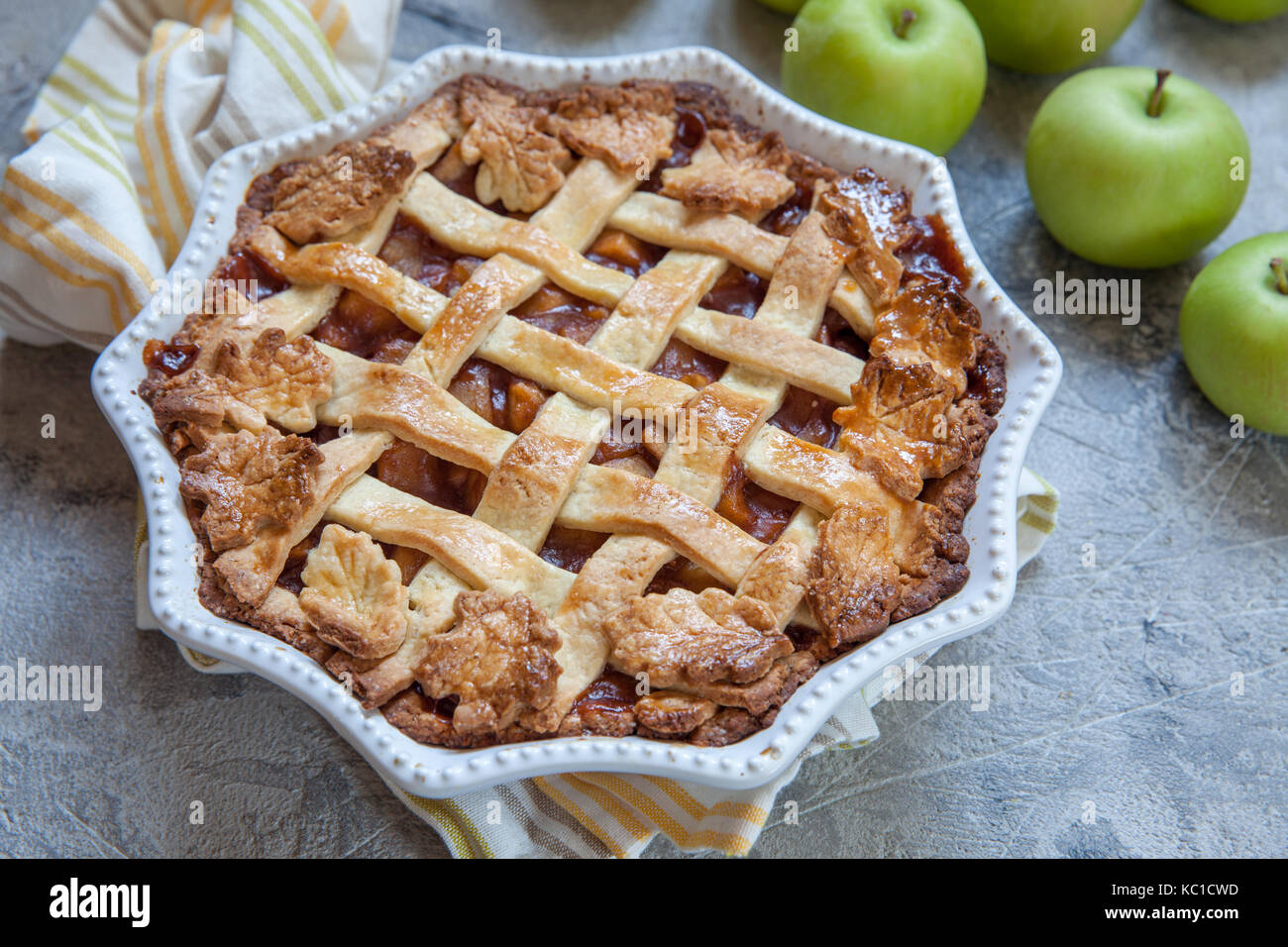 Traditional American Apple pie Stock Photo