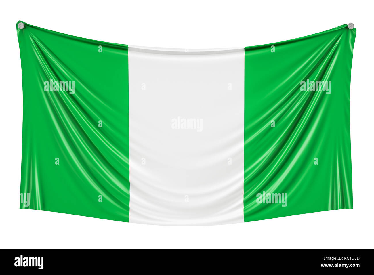 Nigerian flag hanging on the wall, 3D rendering Stock Photo - Alamy