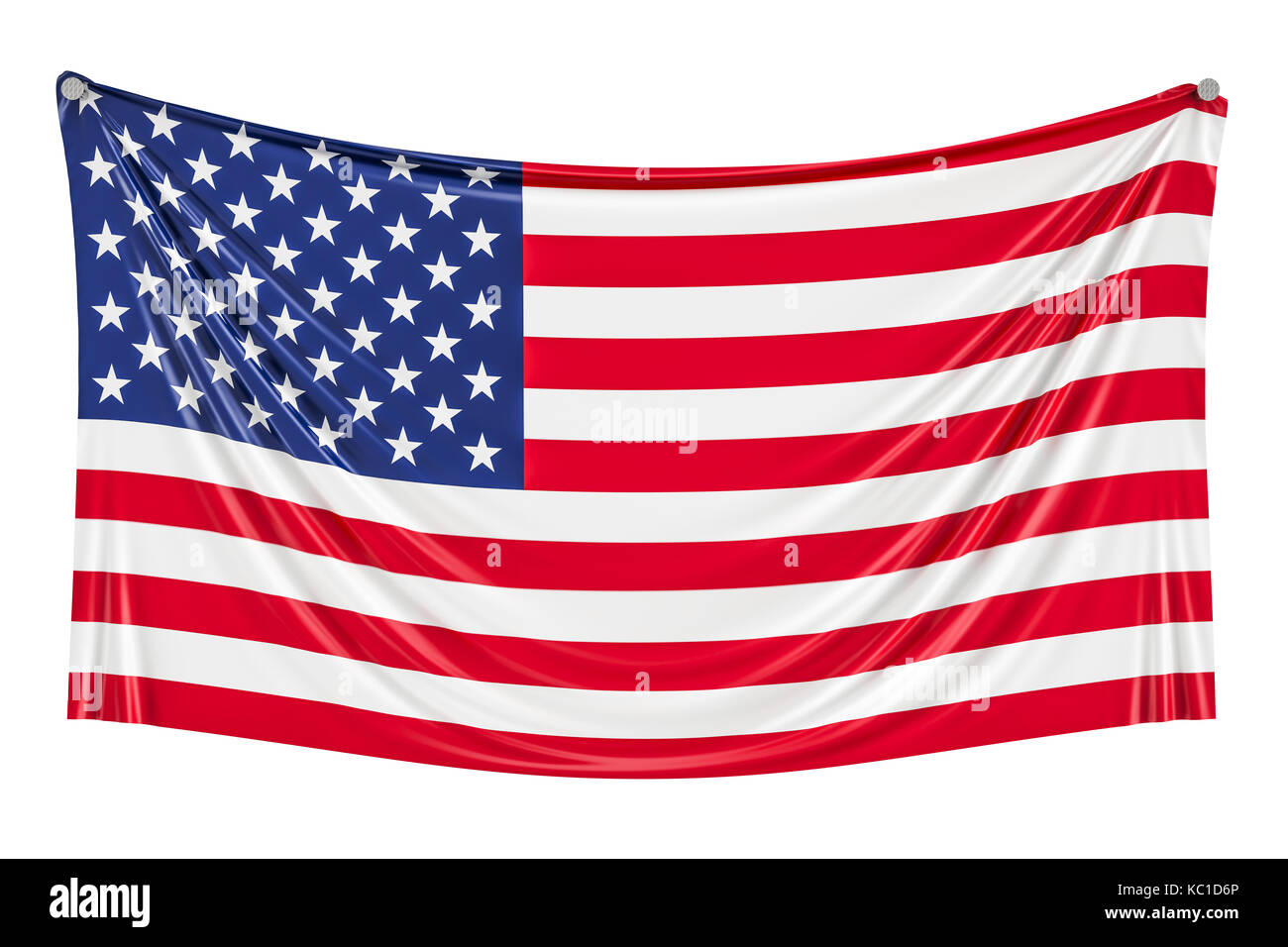 USA flag hanging on the wall, 3D rendering Stock Photo Alamy