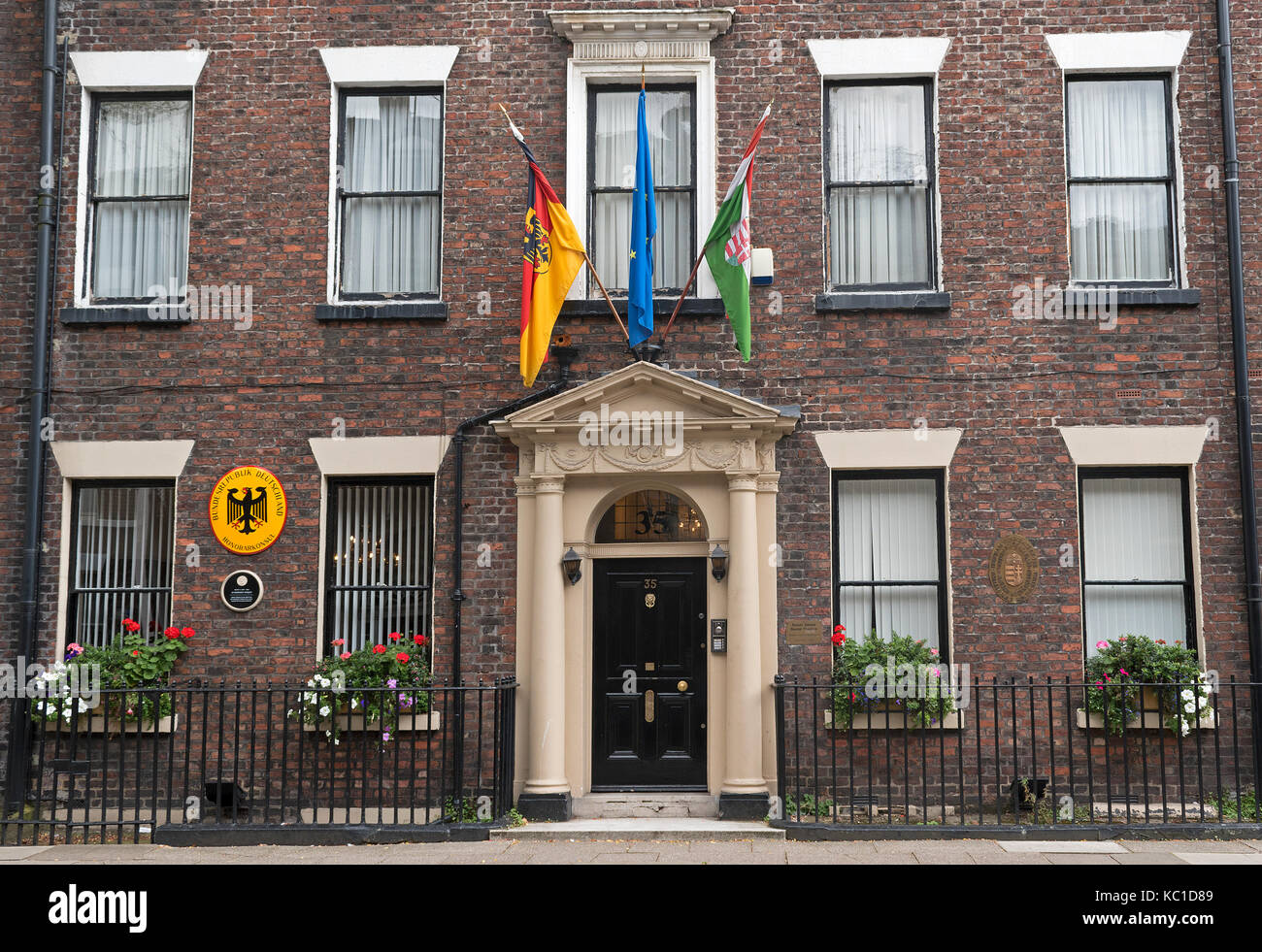 the german and hungerian embassy in the georgian quarter, rodney street, liverpool, england, britain, uk. Stock Photo