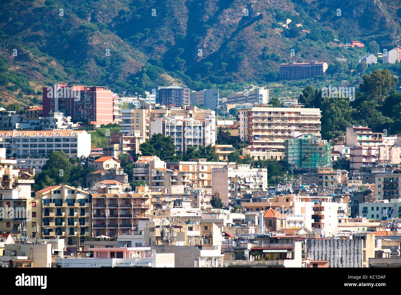homes and apartments in messina on the island of sicily. Stock Photo
