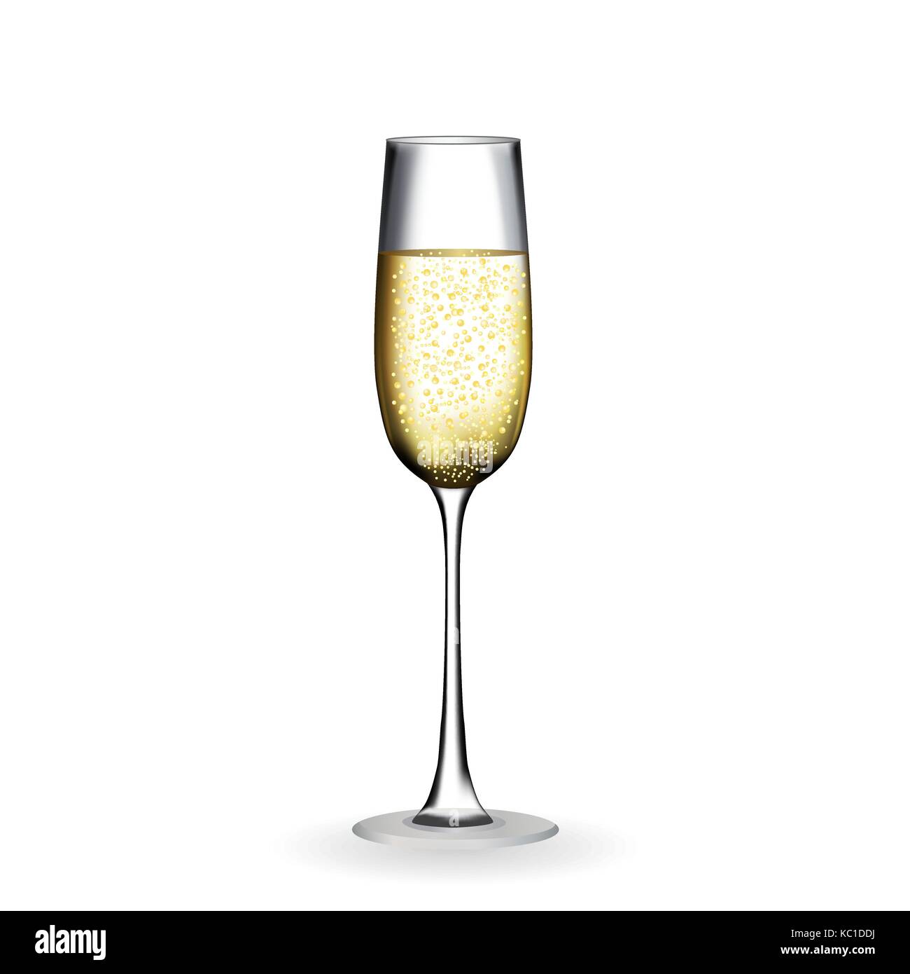 Naturalistic glass with festive champagne. Vector Illustration. Stock Vector