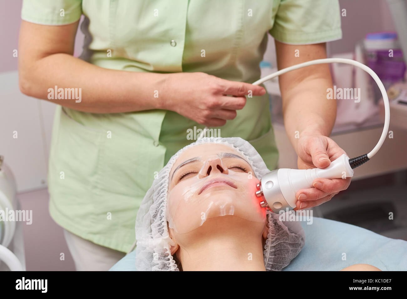 Face of woman, cosmetology clinic. Stock Photo