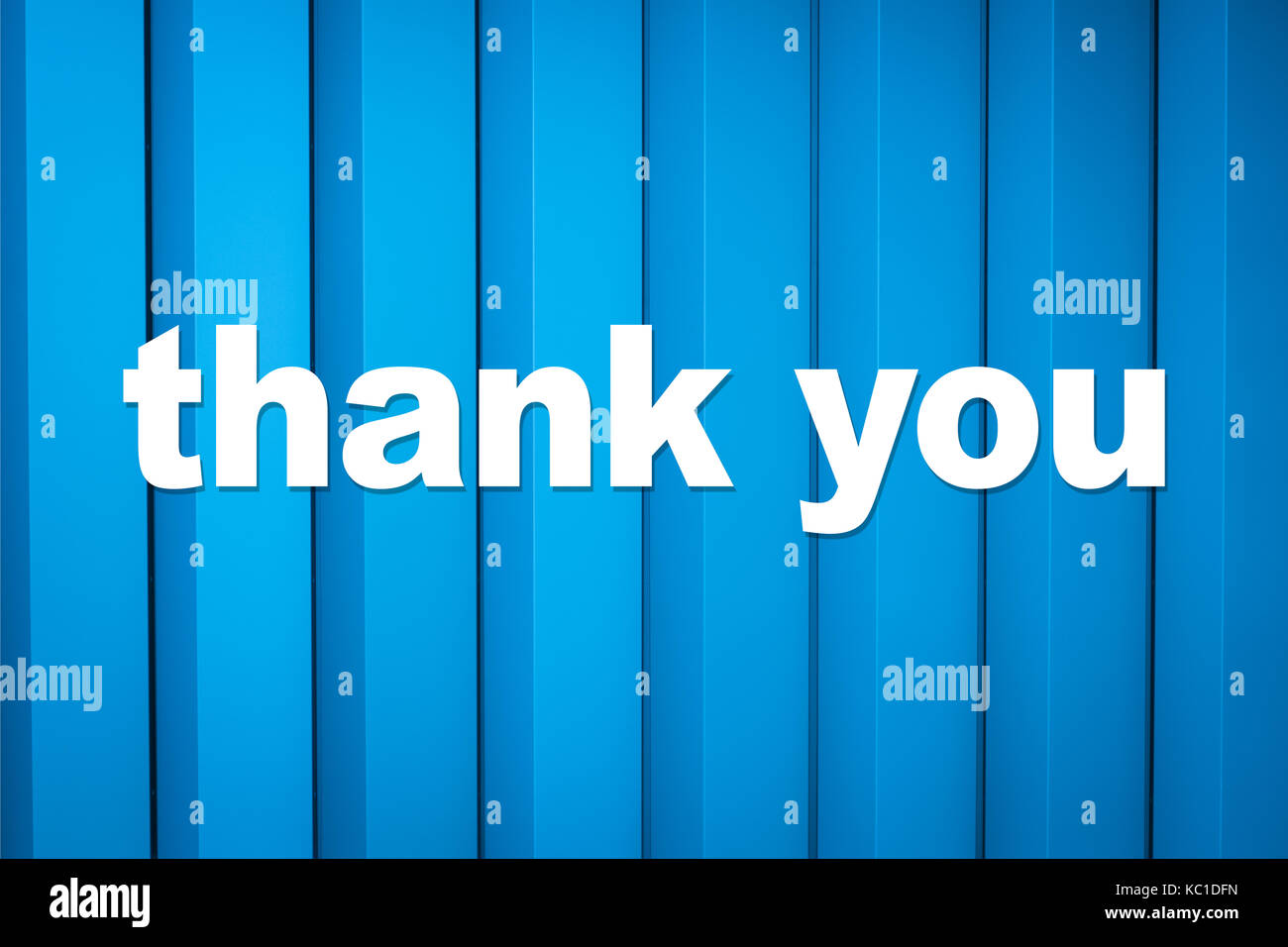 thank you card - thank you text on blue background Stock Photo