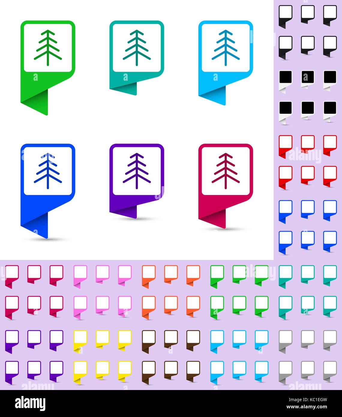 Map marker or pointer, rounded marker mock up with square white ...