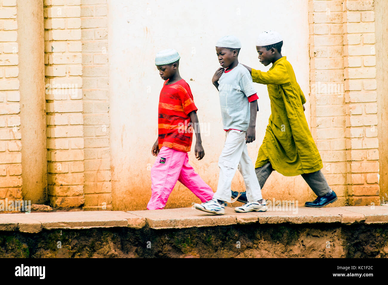 Three Islamic boys, Lilongwe, Malawi Stock Photo