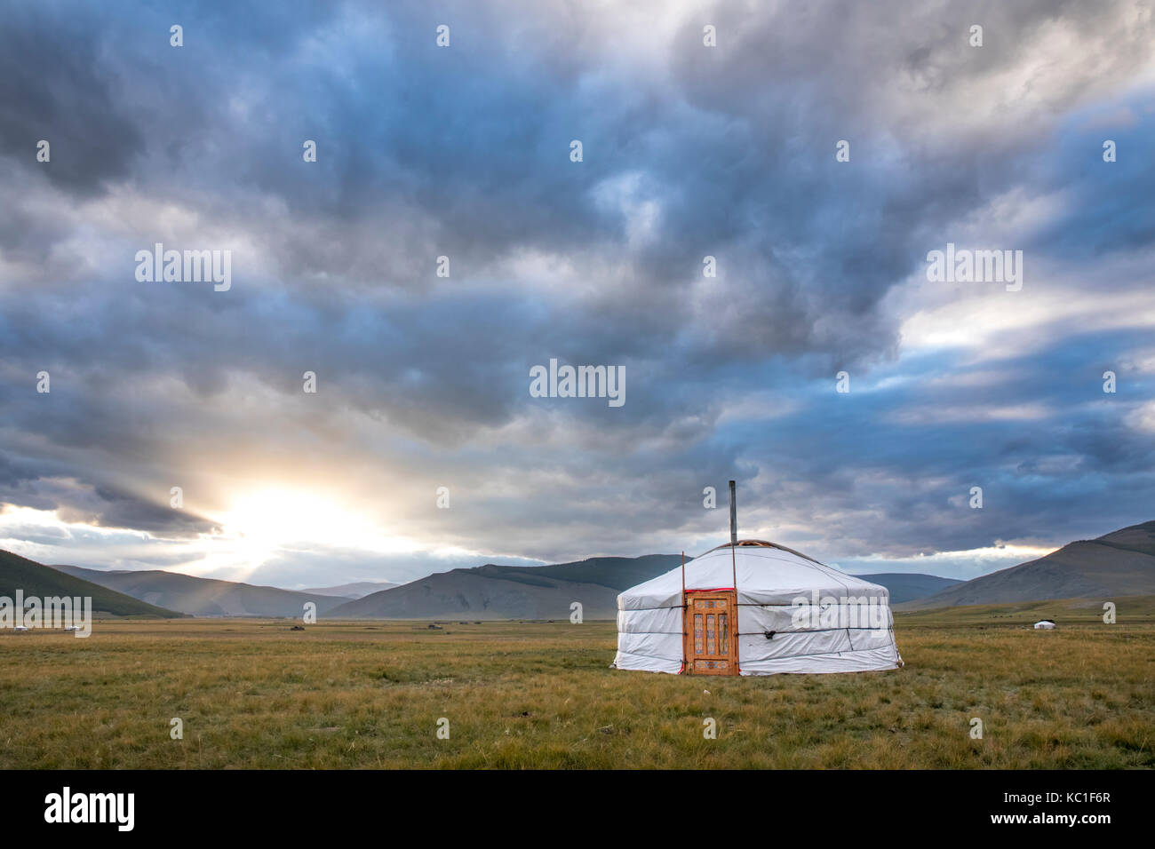 mongolian yurt in a landscape on northern mongolia Stock Photo - Alamy