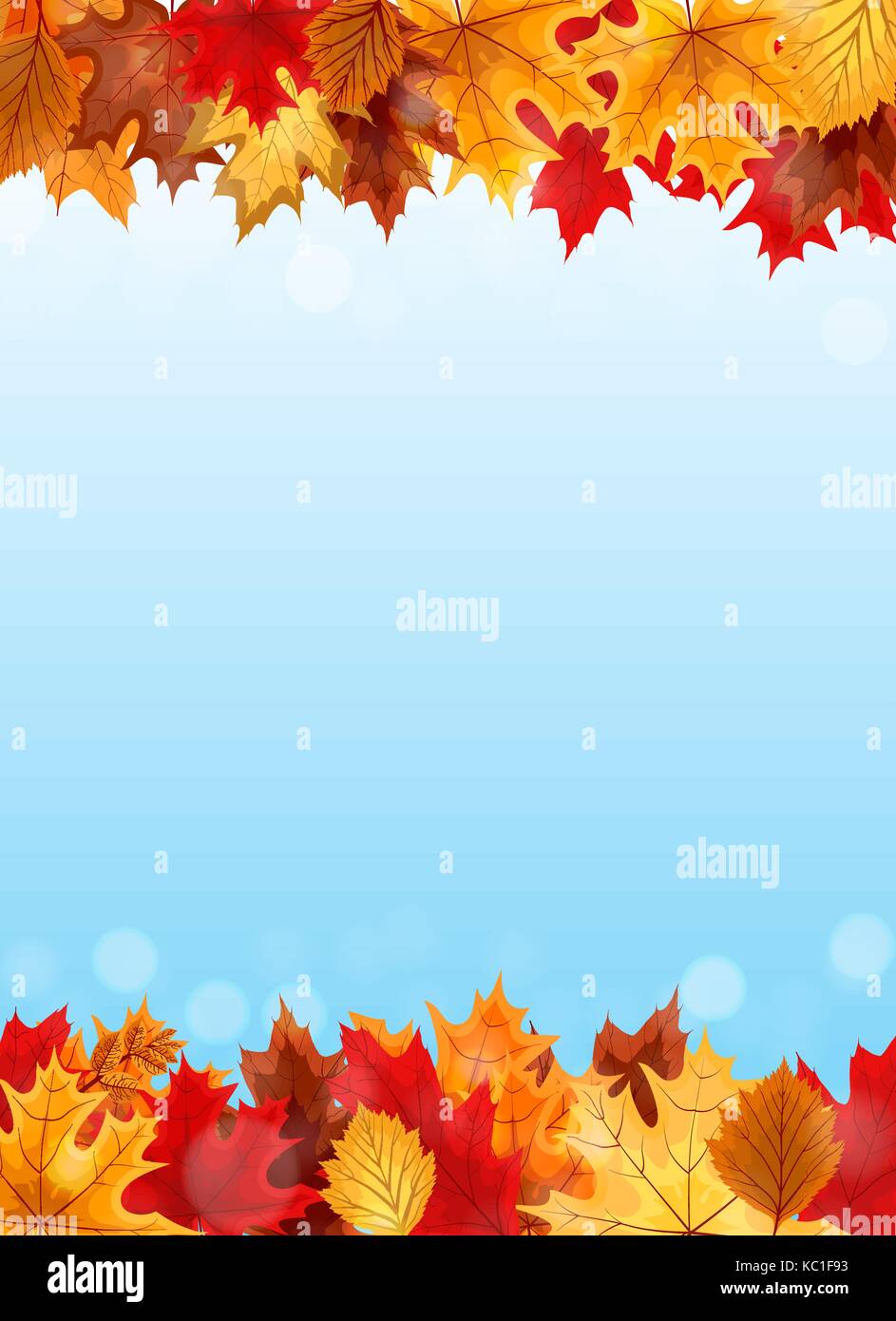 Abstract Vector Illustration Background with Falling Autumn Leav Stock ...