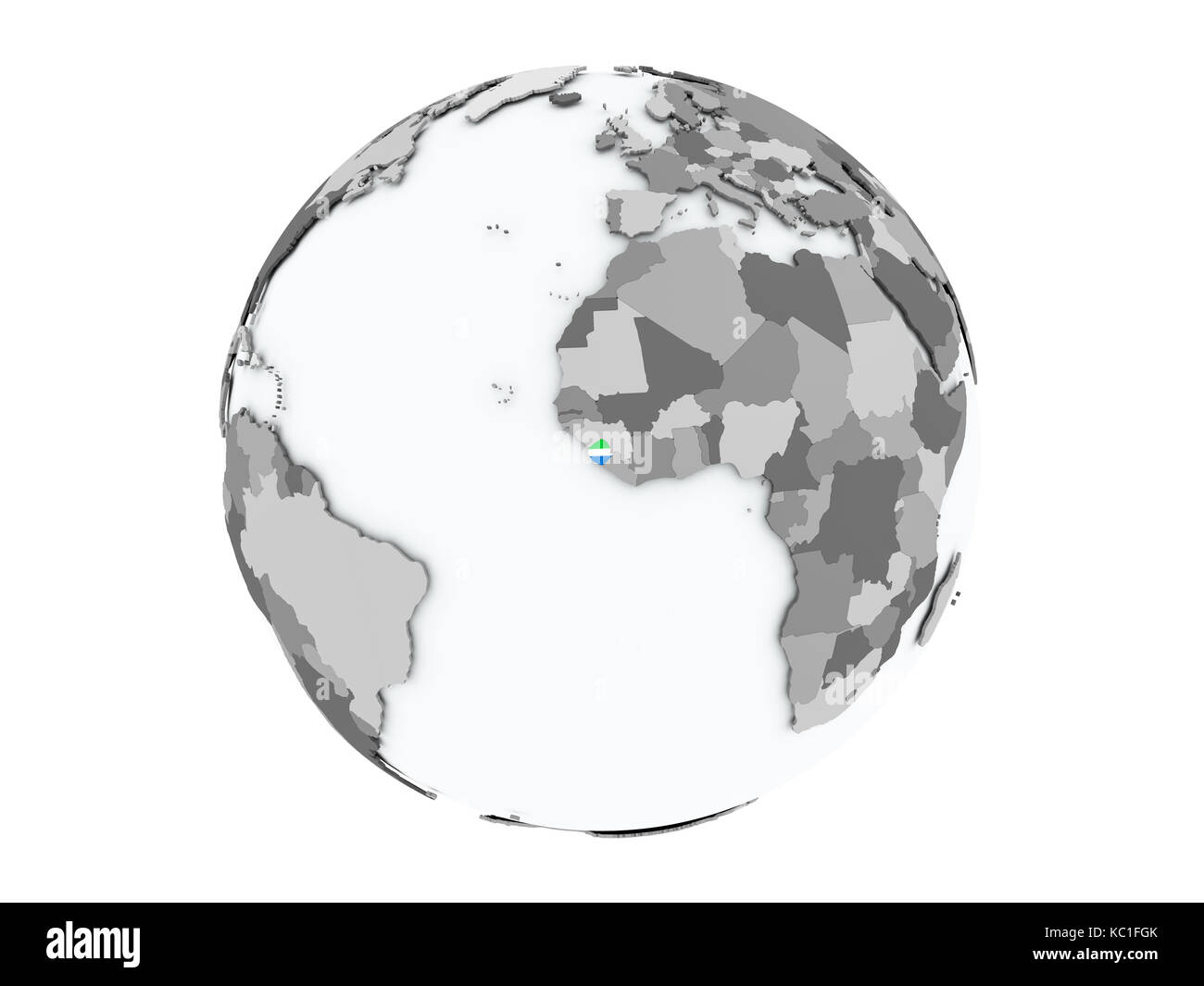 Sierra Leone on political globe with embedded flags. 3D illustration ...