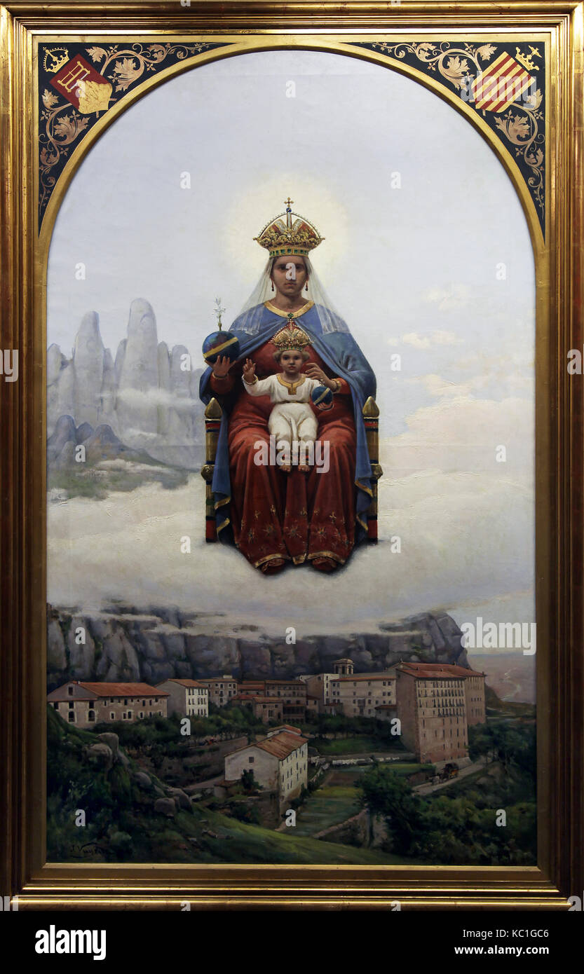 Our lady of Montserrat 1884 by Joaquim Vayreda 1843-1894 Stock Photo