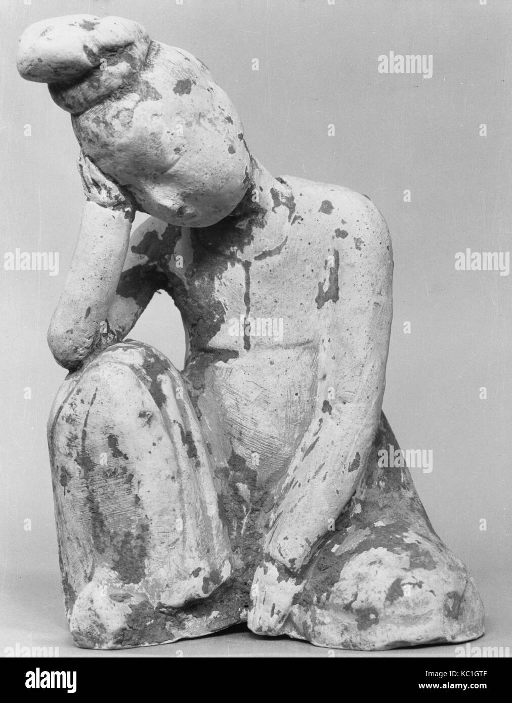 唐 彩繪陶休憩仕女俑, Resting Dancer, second half of the 7th century Stock Photo