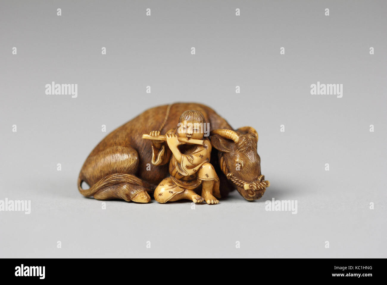 Netsuke Of Ox With Bokudo 19th Century Japan Ivory H 3 4 In Stock Photo Alamy