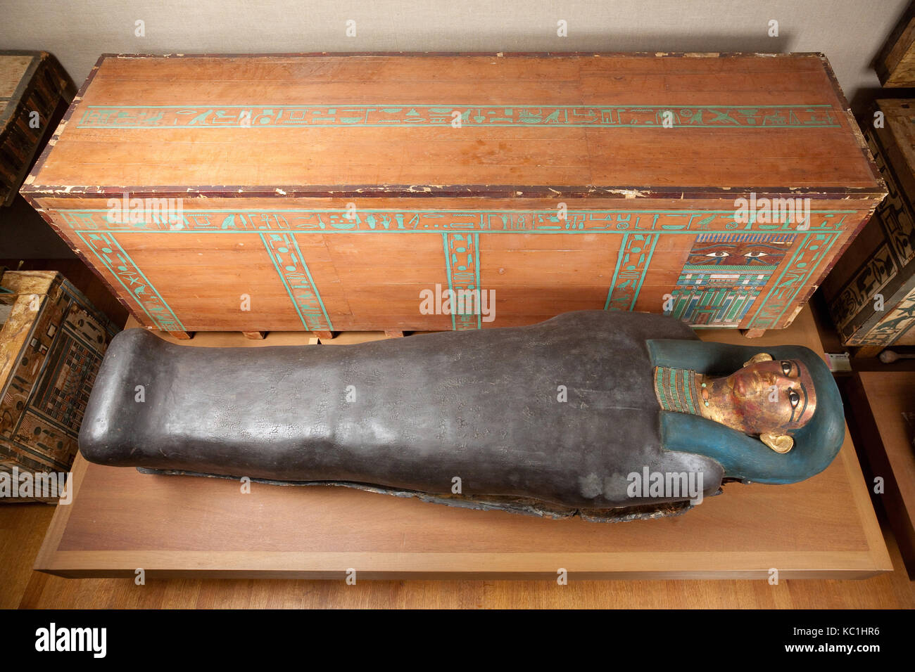 Coffins and Mummy of the Lady Nephthys, ca. 1981–1802 B.C Stock Photo