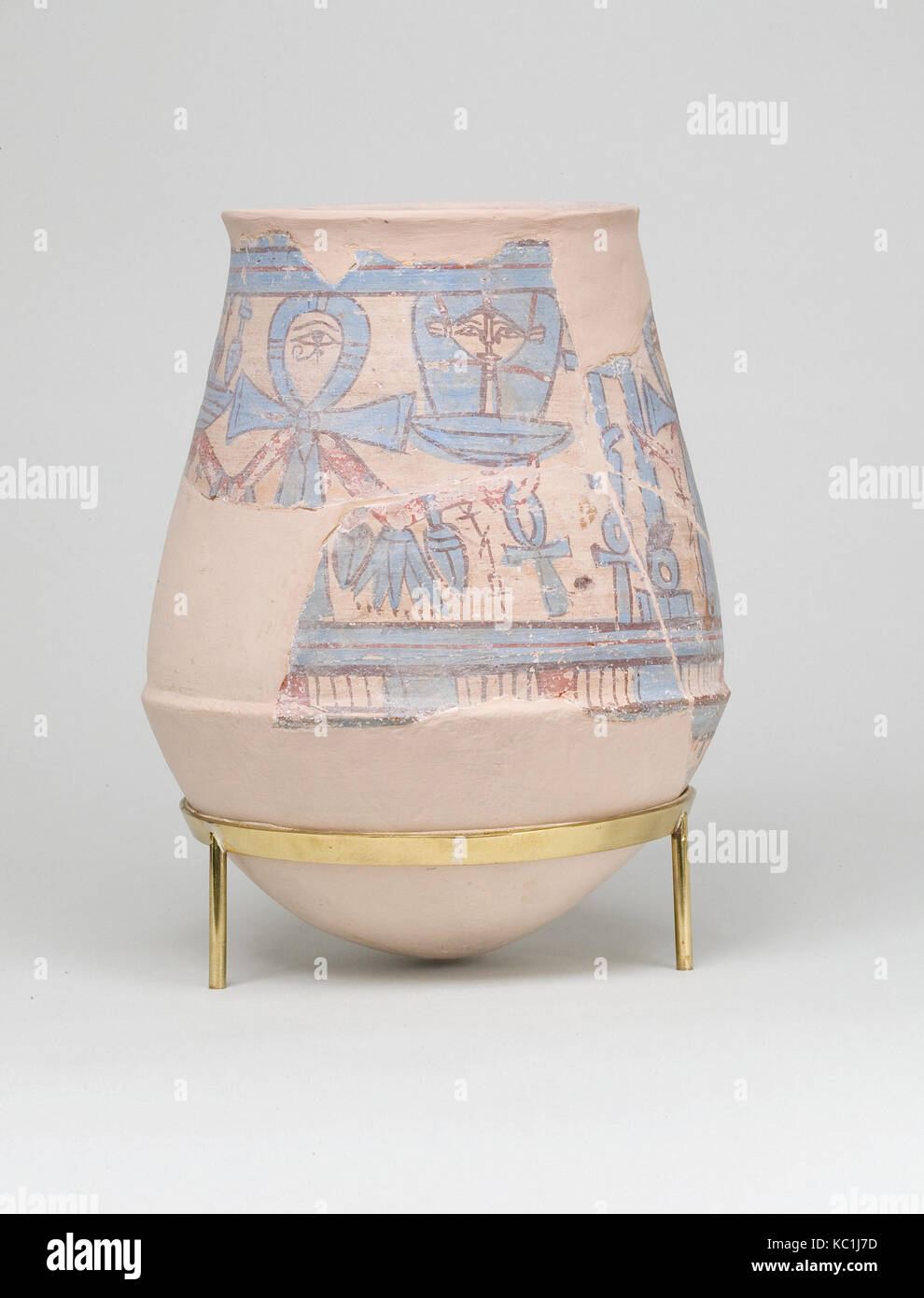 Blue-painted Jar from Malqata with Hathor Emblem, ca. 1390–1353 B.C Stock Photo