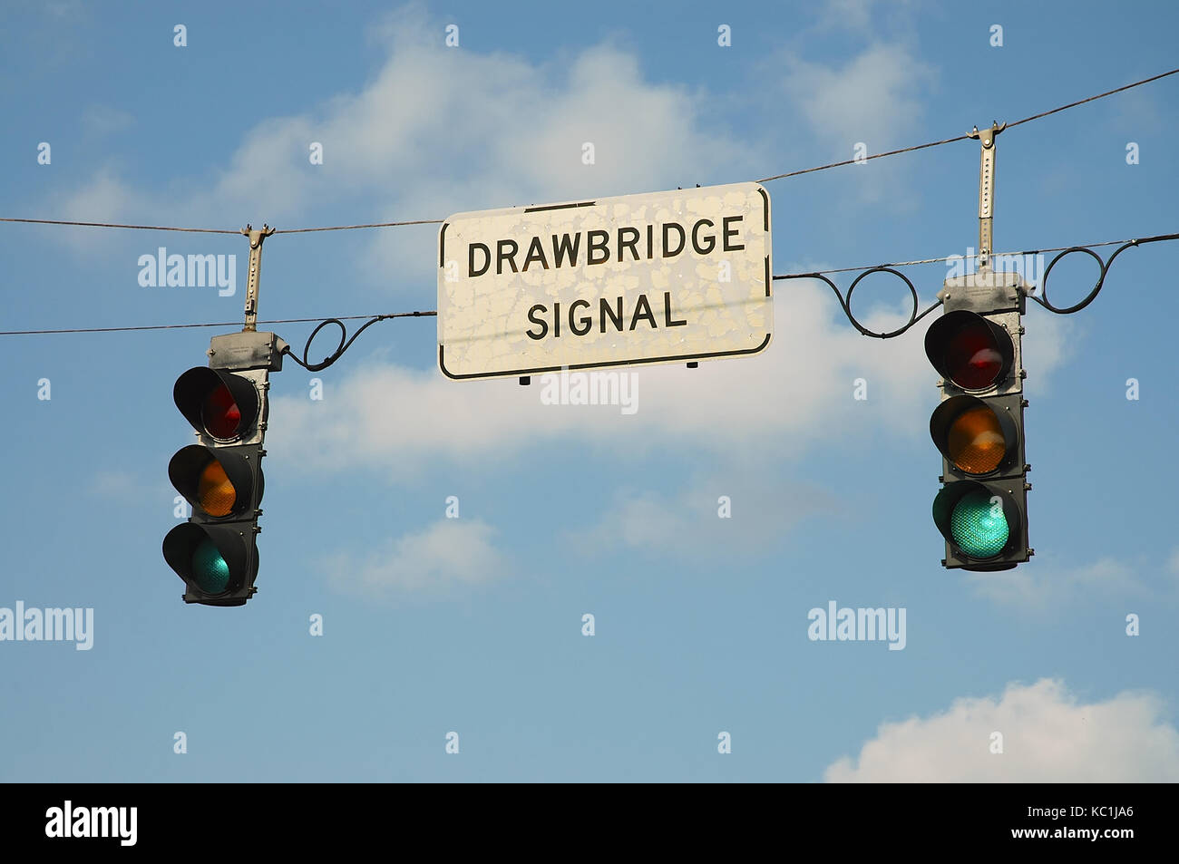 Drawbridge signals over a road Stock Photo - Alamy