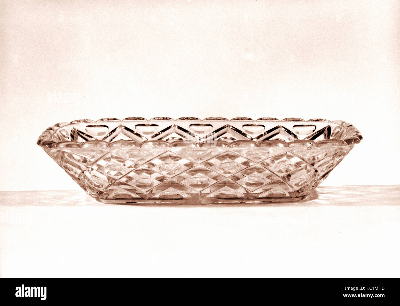 Relish dish, 1850–70, Probably made in Pittsburgh, Pennsylvania, United States, American, Pressed glass, diamond thumbprint Stock Photo