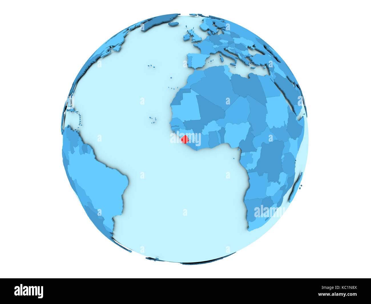 Sierra Leone highlighted in red on blue political globe. 3D ...