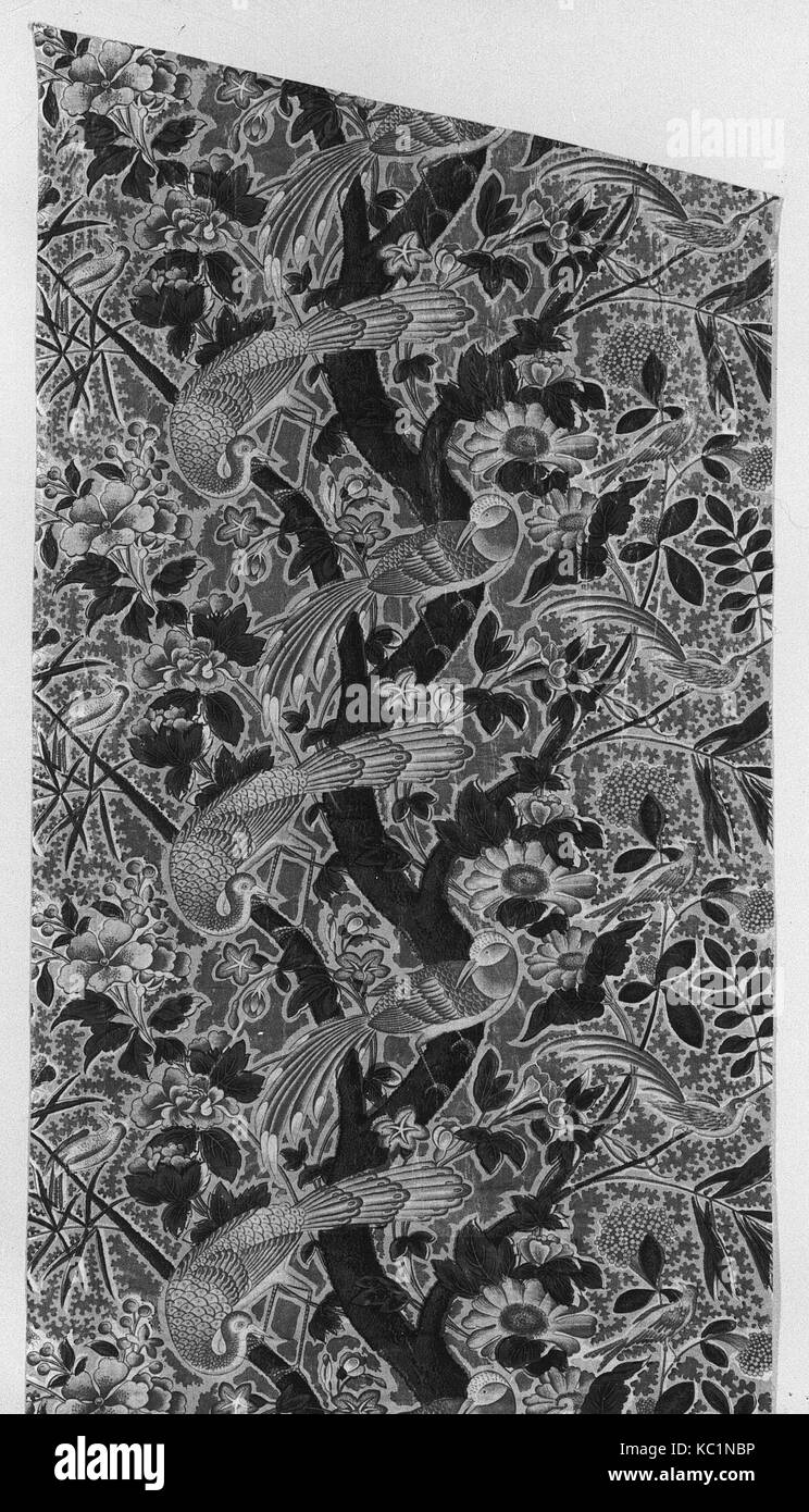 Piece, ca. 1825, British, Cotton, L. 90 x W. 23 1/2 inches (loom width), Textiles-Printed Stock Photo