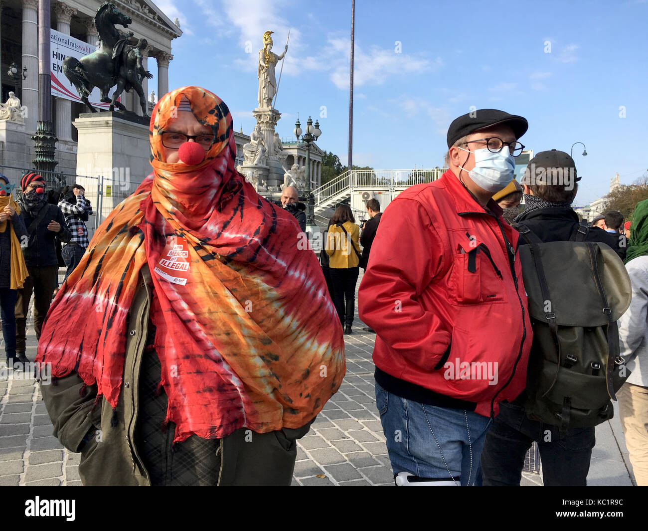 Vienna, Austria. 1st Oct, 2017. People Demonstrating Against The Face ...