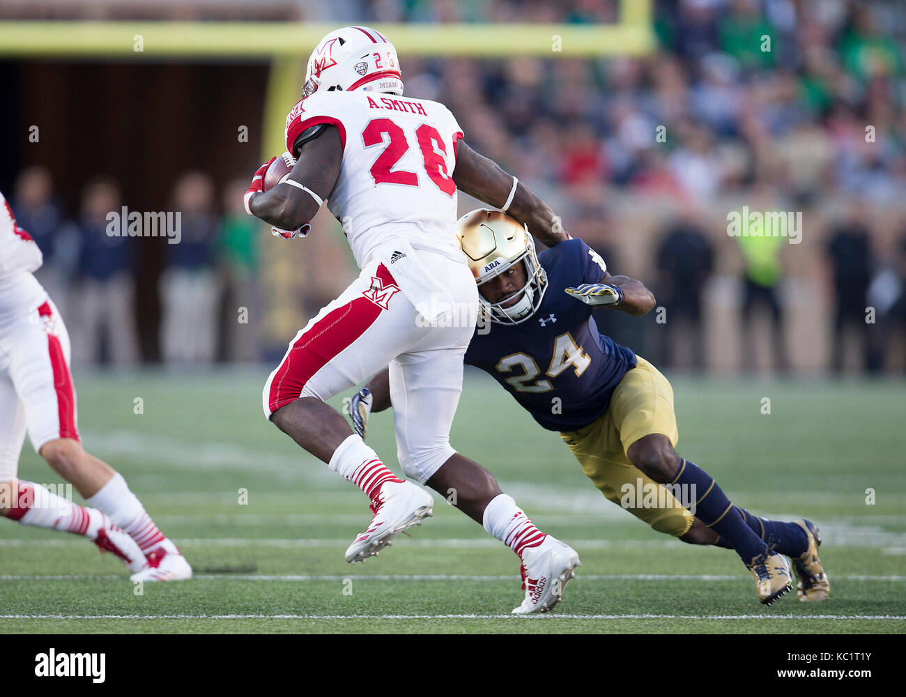 South Bend, Indiana, USA. 30th Sep, 2017. Notre Dame safety Nick ...