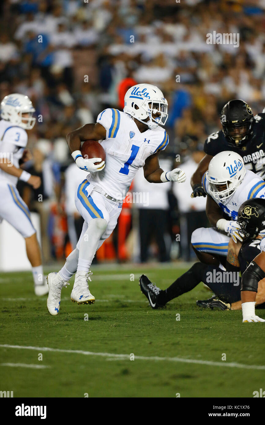 September 30, 2017 UCLA Bruins running back Soso Jamabo 1 carries the