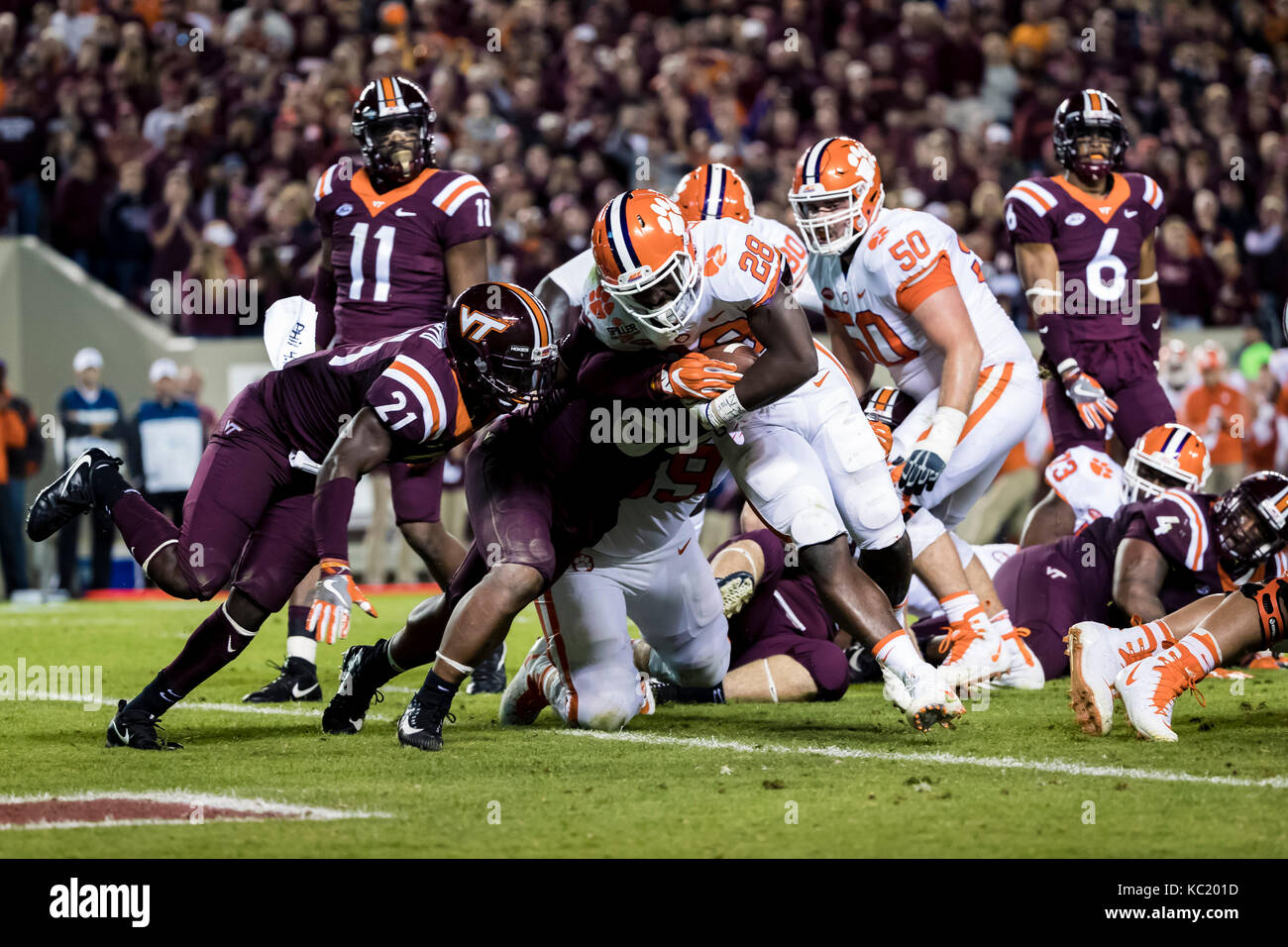 Blacksburg Virginia USA 30th Sep 2017 Clemson Tigers Running Back 