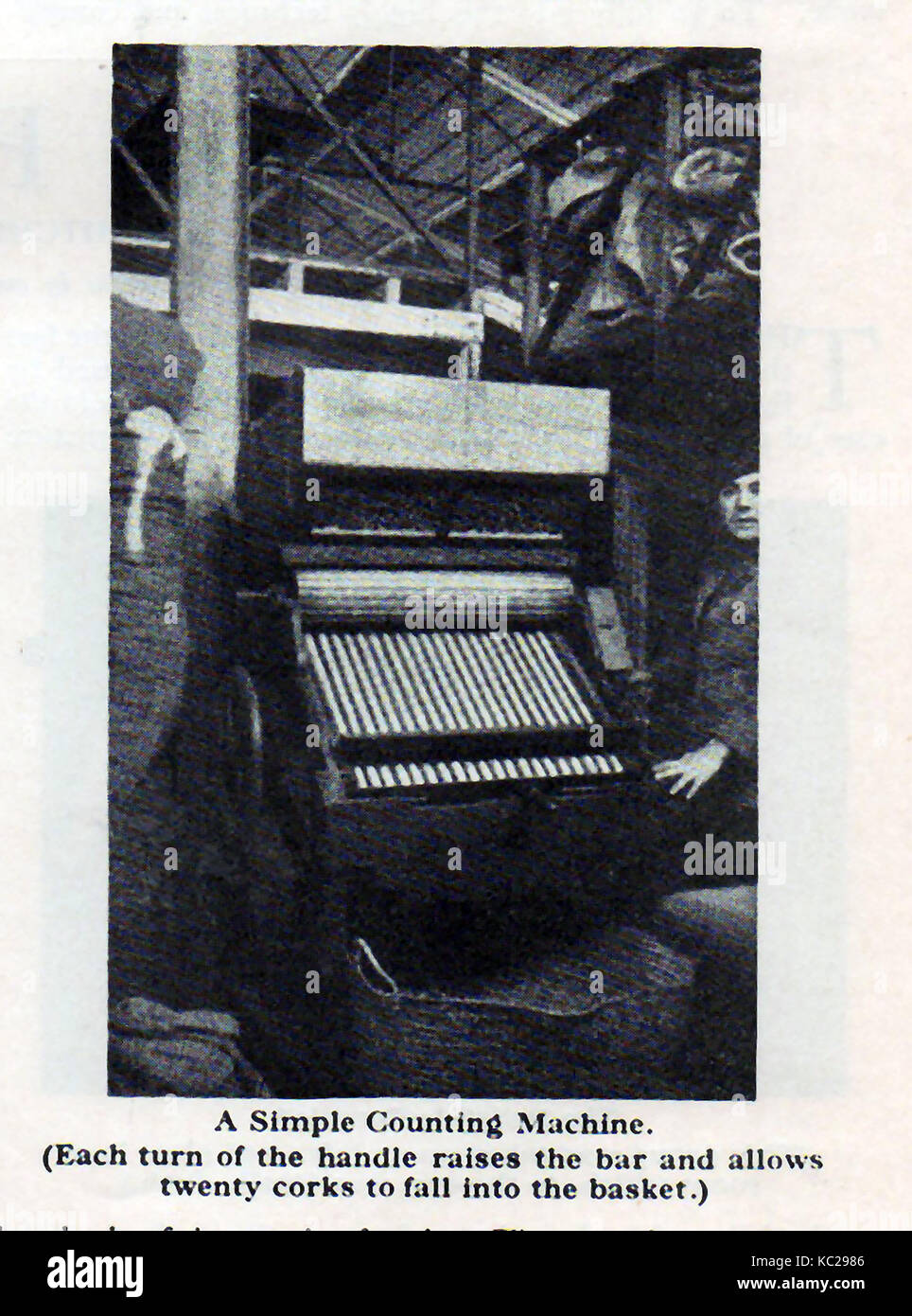 1933 A hand operated cork cutting machine at the factory of Henry