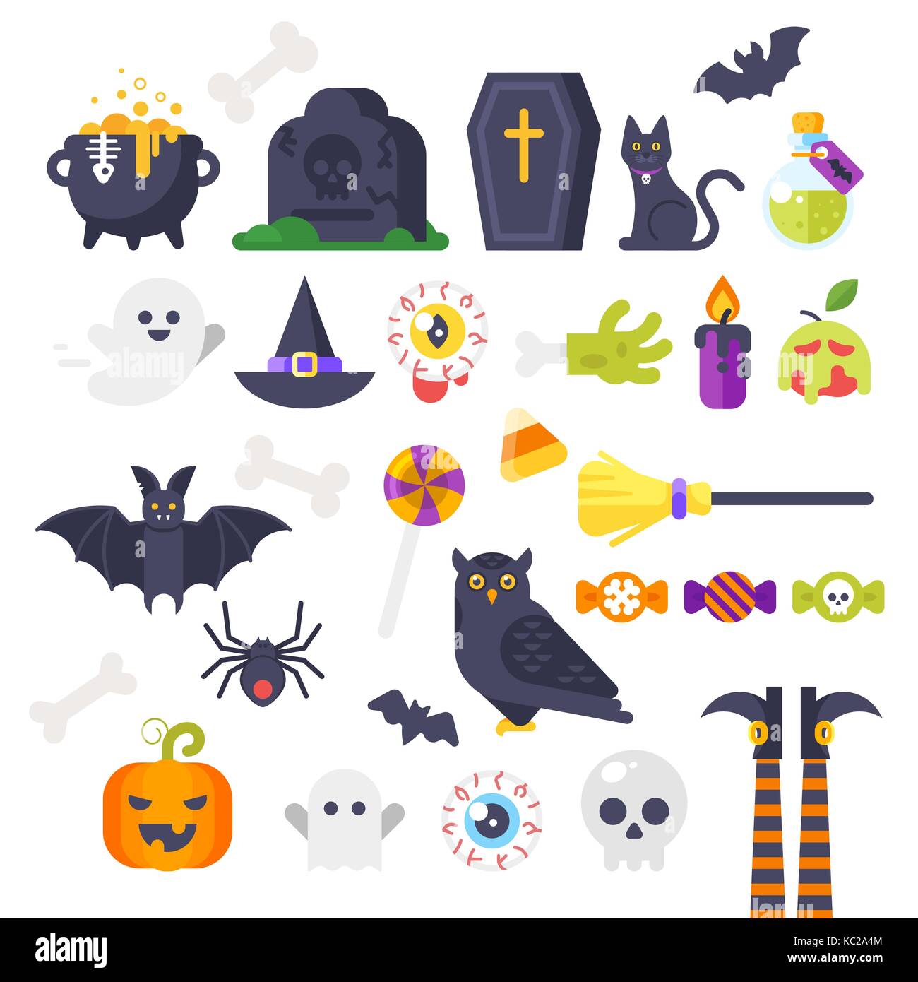 set of Halloween icons Stock Vector