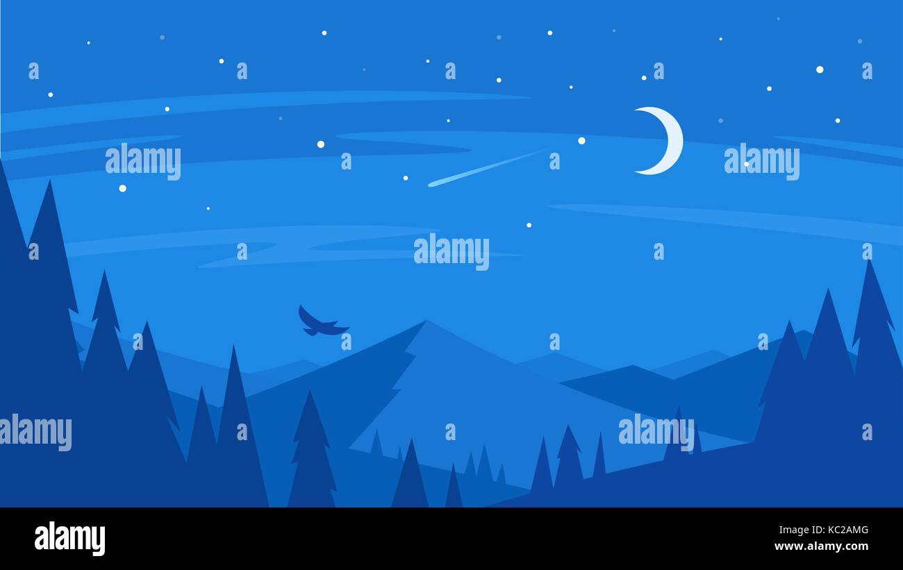 night forest and mountain Stock Vector Image & Art - Alamy