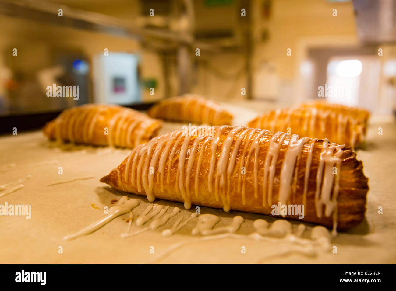 Pastries prepared for sale in a bakery in Sydney, Australia Stock Photo