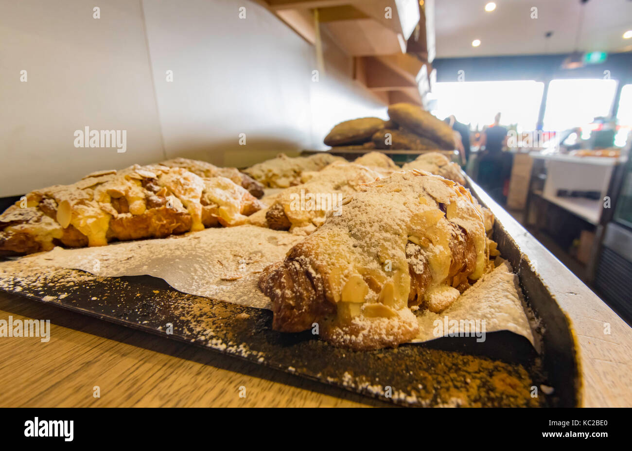 Pastries prepared for sale in a bakery in Sydney, Australia Stock Photo