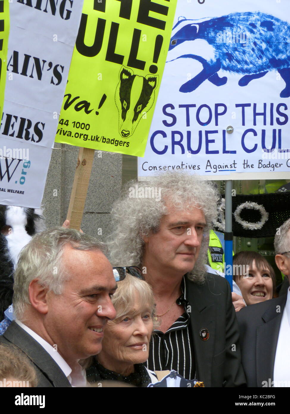 Brian May protests against badger culling outside DEFRA headquarters 1st June 2013. Stock Photo