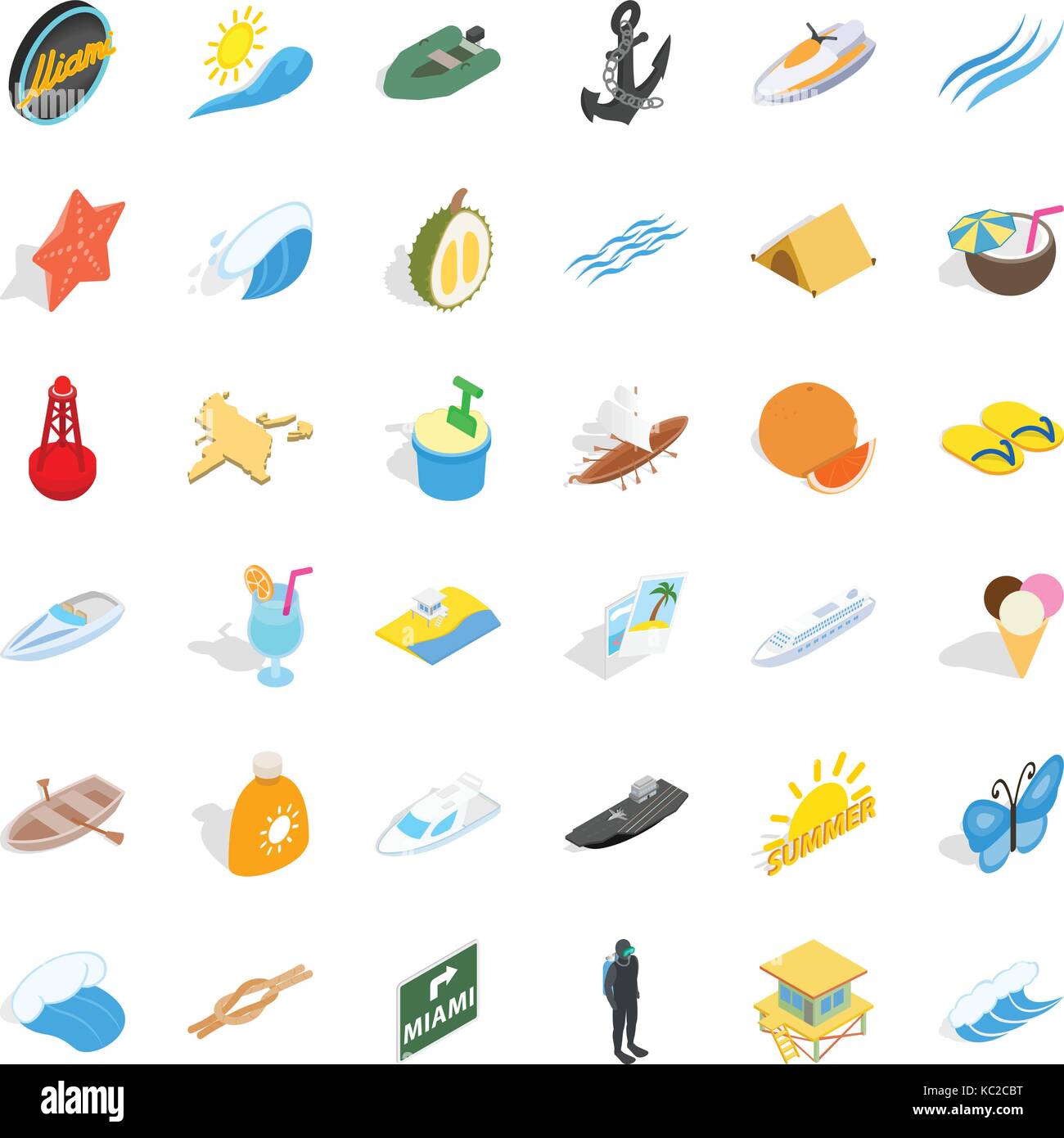 Beach icons set, isometric style Stock Vector Image & Art - Alamy