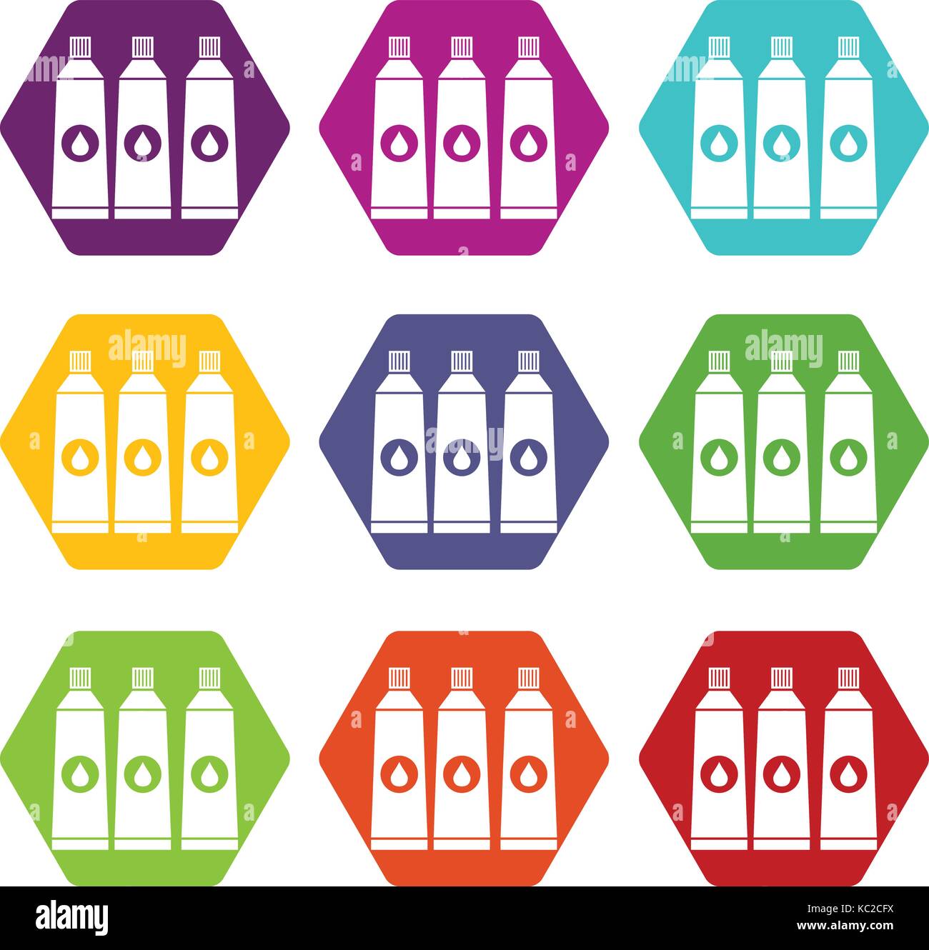 Three tubes with paint icon set color hexahedron Stock Vector Image ...