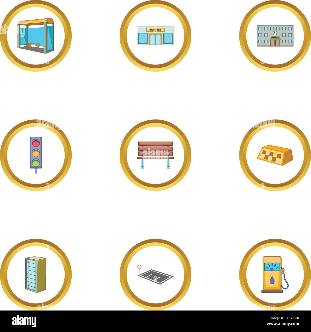 Urban infrastructure icons set, cartoon style Stock Vector Image & Art ...
