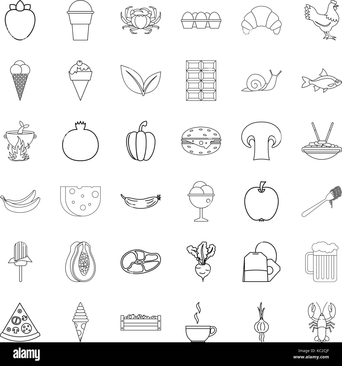 Cooked icons set, outline style Stock Vector Image & Art - Alamy