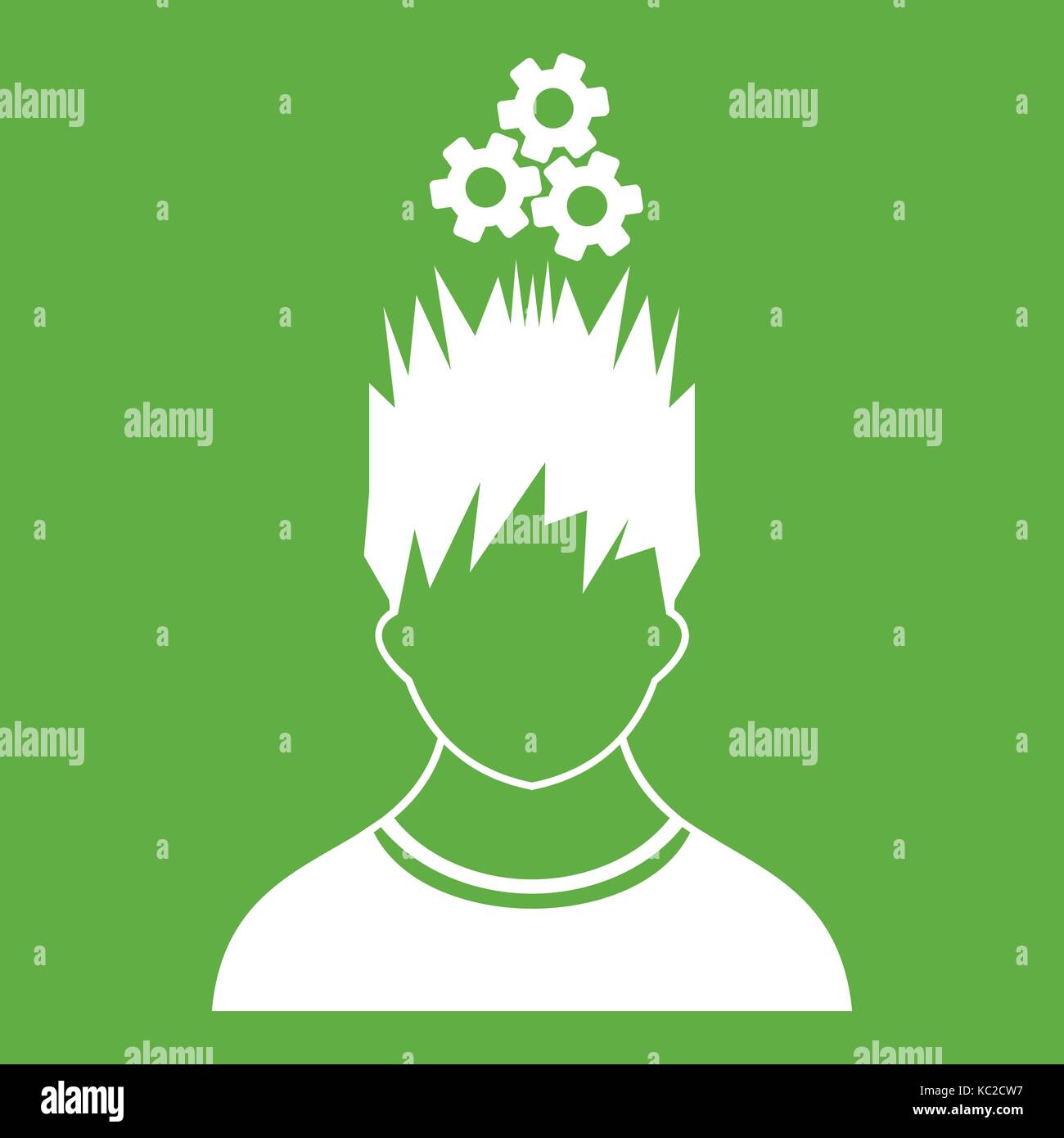 Man with metal gears over head icon green Stock Vector Image & Art - Alamy