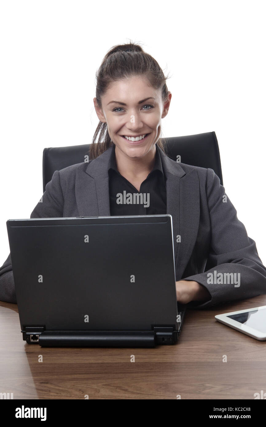 business woman working at her desk in the office Stock Photo - Alamy
