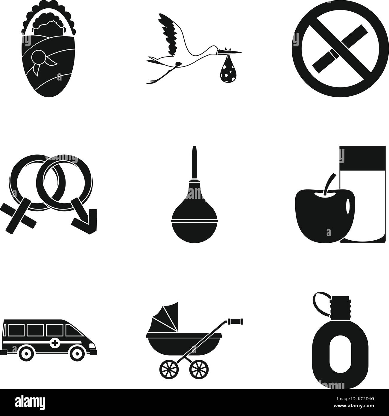 Birth of healthy child icons set, simple style Stock Vector Image & Art ...