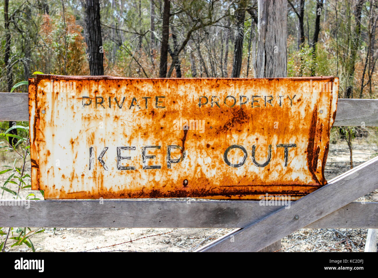 Private Property Keep Out Rusted Queensland