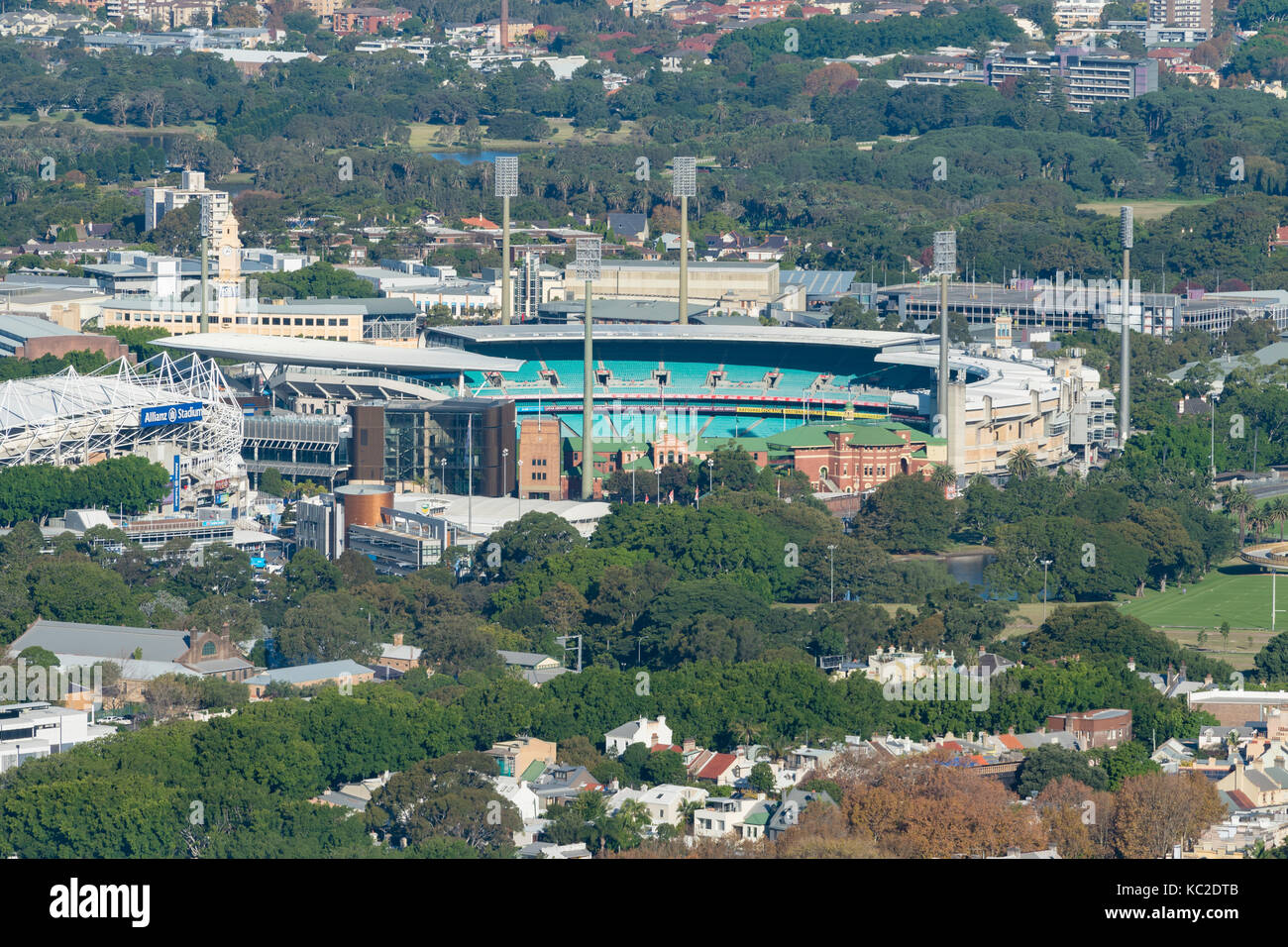 Aerial view of Sydney Olympic Park Stock Photo