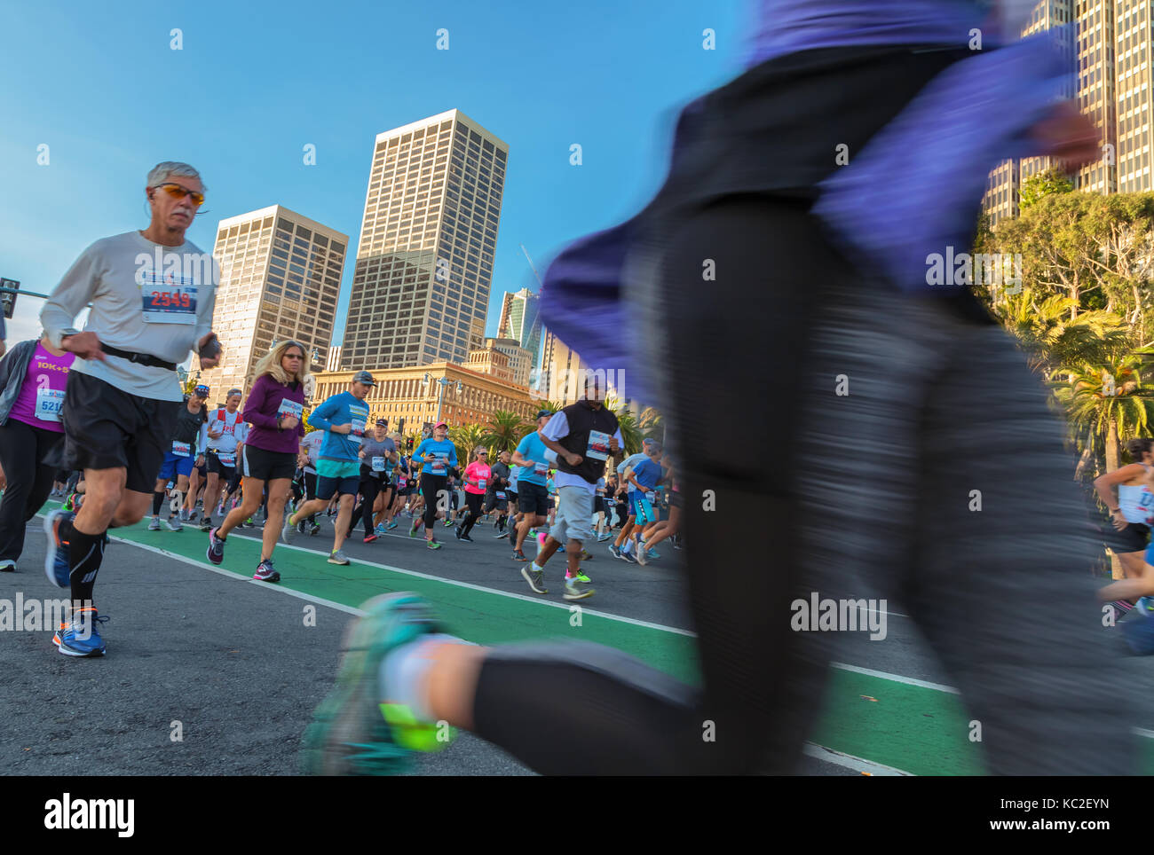 Runners at the Bridge To Bridge Run & Expo in San Francisco, California