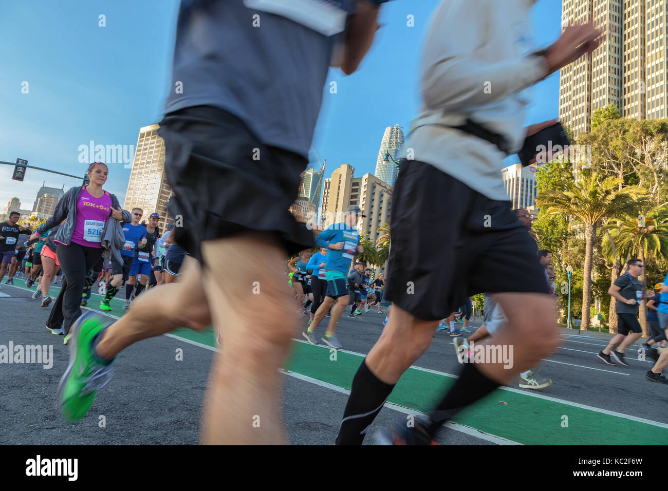 Runners at the Bridge To Bridge Run & Expo in San Francisco, California