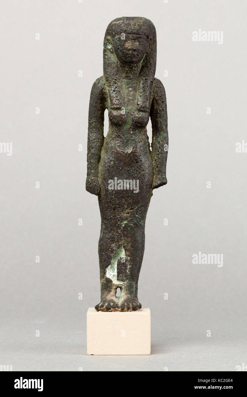 Goddess, attribute missing, Late Period–Ptolemaic Period, 664–30 B.C., From Egypt, Cupreous metal, H. 13.8 cm (5 7/16 in.); W. 3 Stock Photo