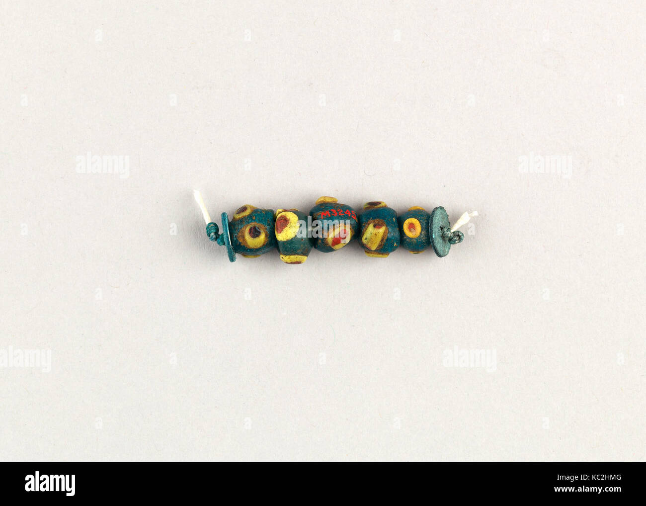 String of 5 eyed beads, Persian Period to Late Period ?, 525–332 B.C.?, From Egypt, Glass Stock Photo