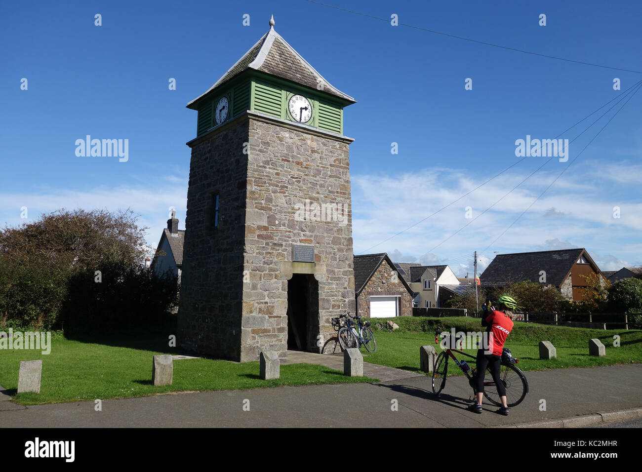 Clock Tower in Marloes, Pembrokeshire, West Wales Stock Photo