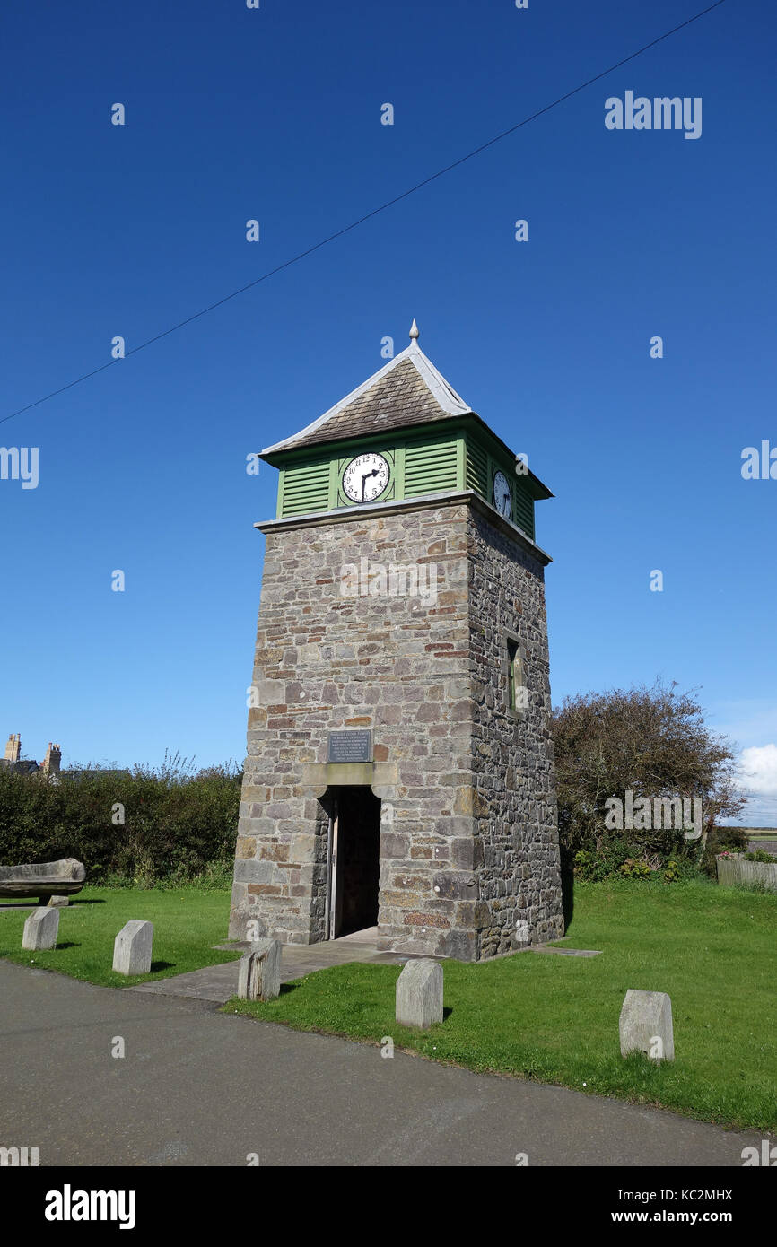 Clock Tower in Marloes, Pembrokeshire, West Wales Stock Photo