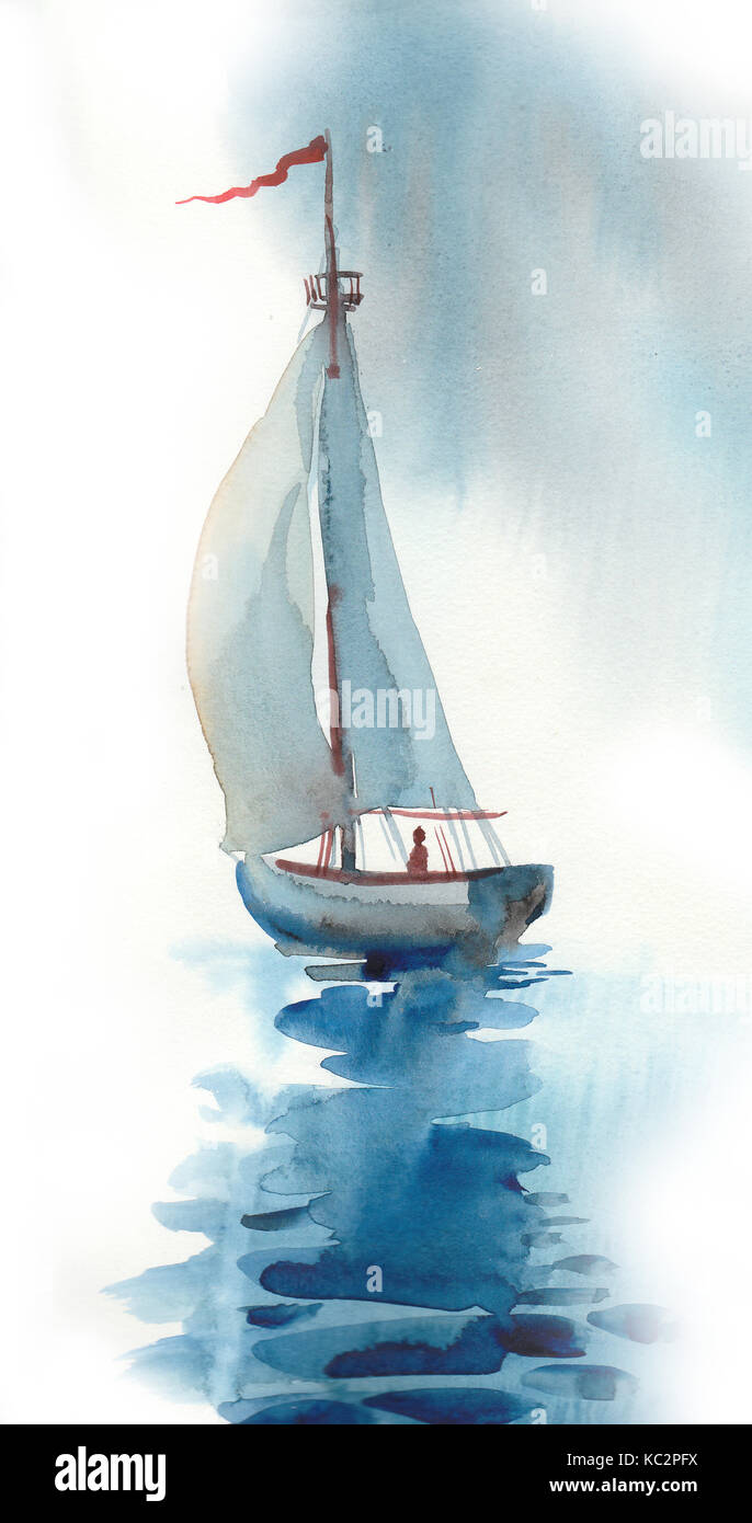 Watercolor boat hi-res stock photography and images - Alamy